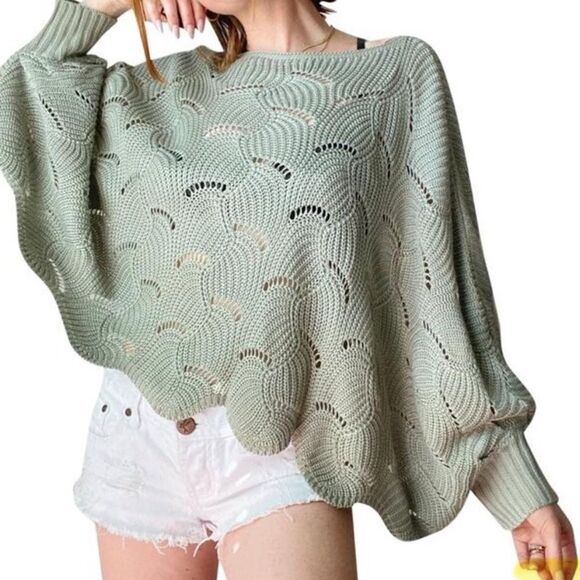 Versona Oversized Batwing Sweater Green S/M - Picture 1 of 9